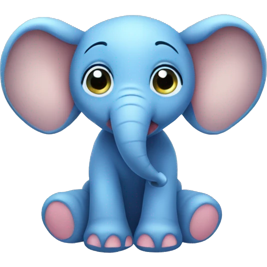 Little blue elephant with big cute eyes  emoji