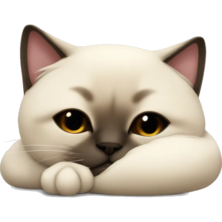fluffy Siamese cat curled up and sleeping emoji