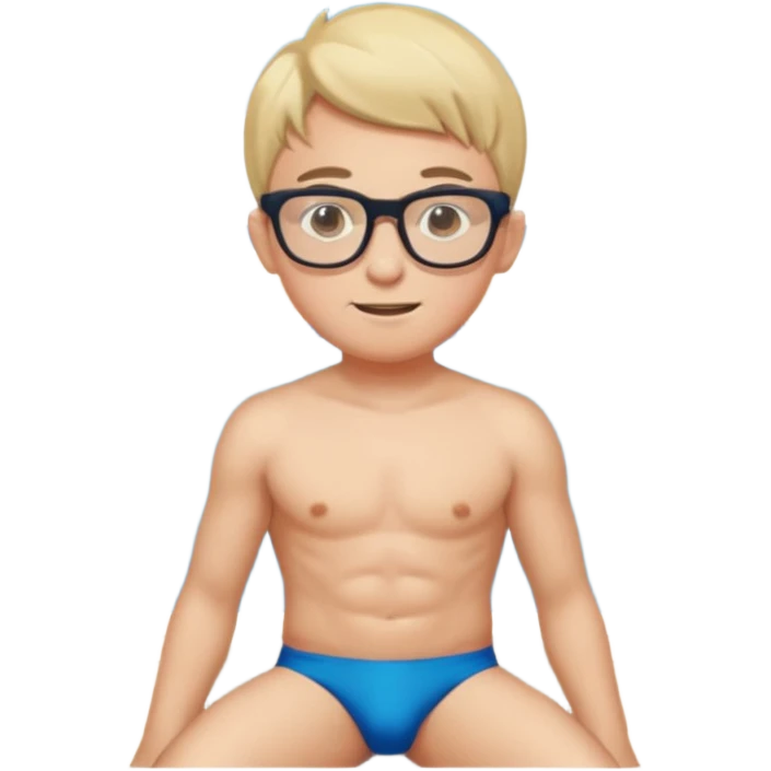 boy gaming indoors with glasses in a Speedo emoji