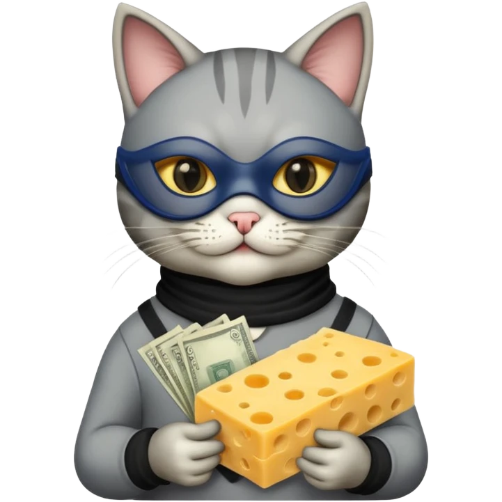 robber emoji with money cheese cat emoji