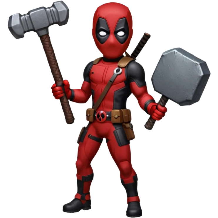 Deadpool holding thors hammer emoji