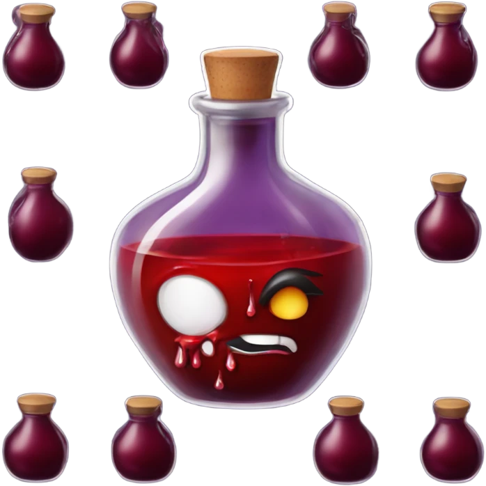 a stylish potion bottle with blood and a gothic lid, perfect for a vampire girl theme." emoji