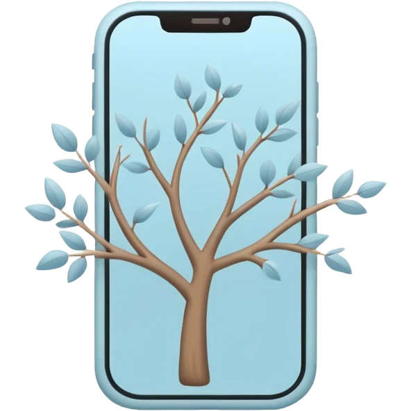 phone icon, pastel blue color, decorated with small tree branches emoji