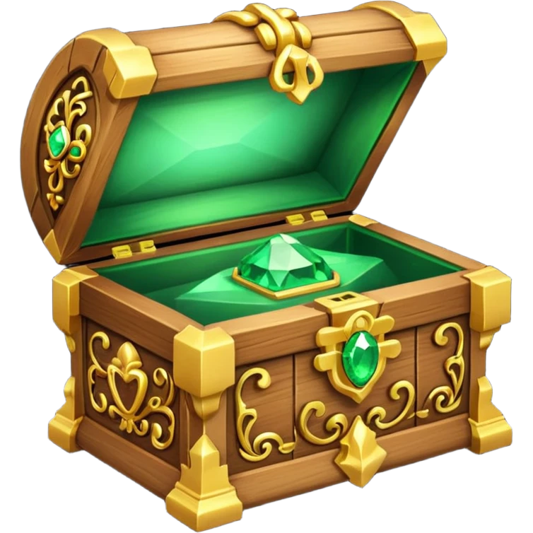 tresure box with motifs with green gem emoji
