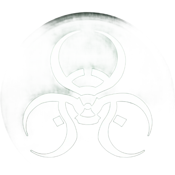 Biohazard logo on dark circle emoji