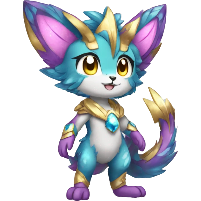 Anthro Sona Colorful Sparkly Shiny Fakemon Full Body emoji