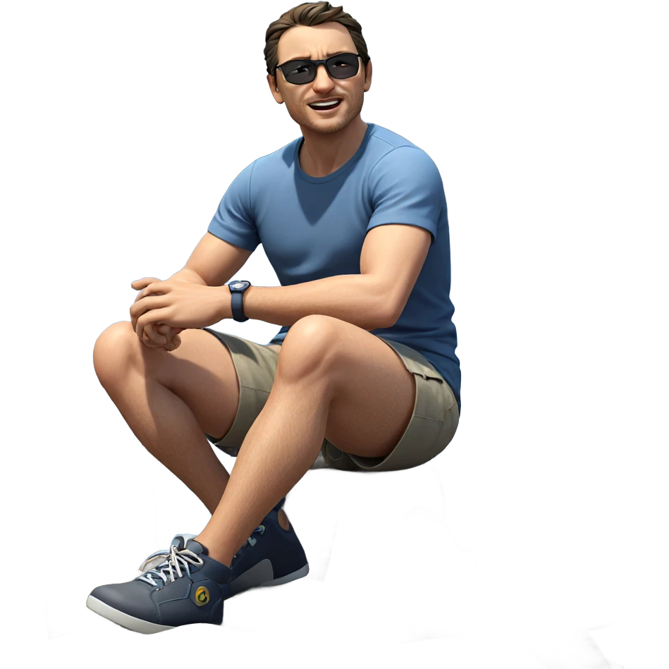 sitting boy by the ocean emoji