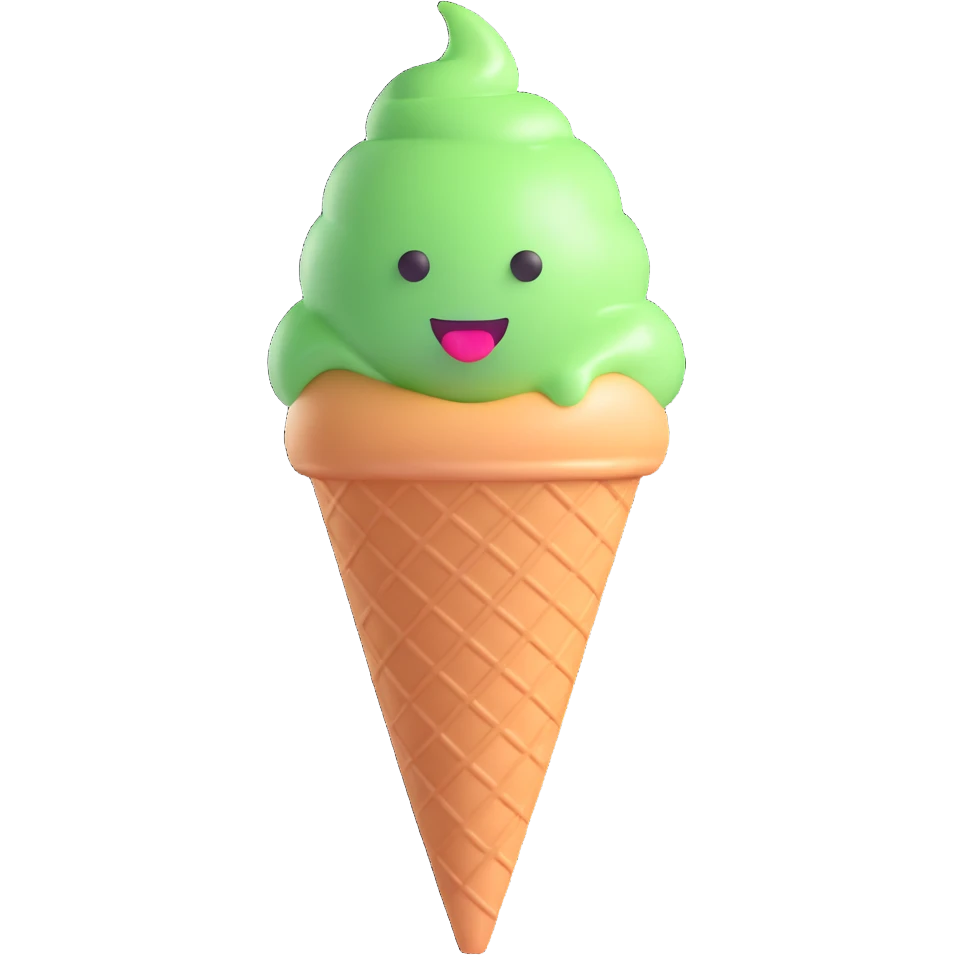 ice cream with a green ball, 3D emoji style emoji