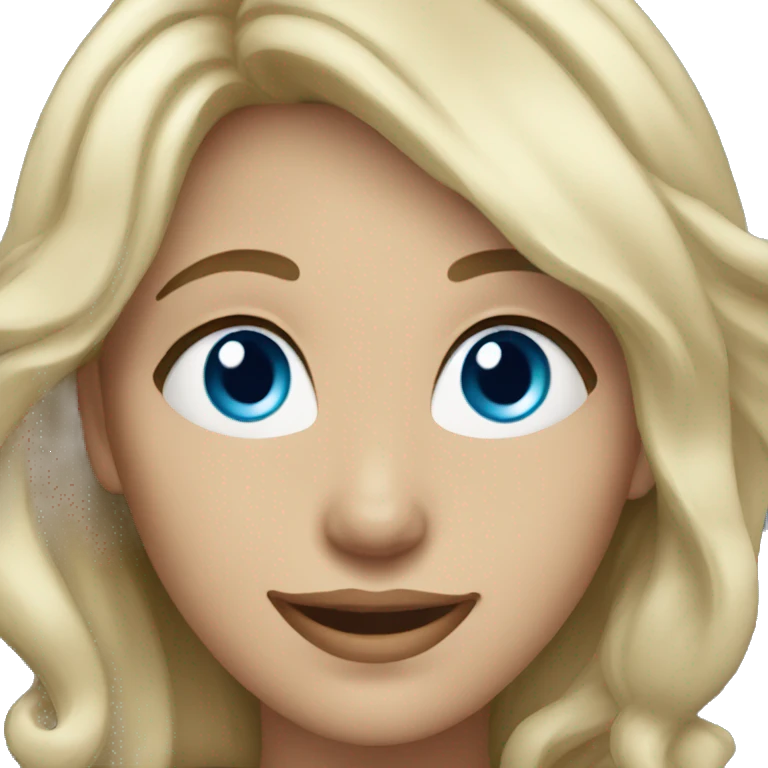 woman with grey blond hair blue eyes smiling with dimples emoji