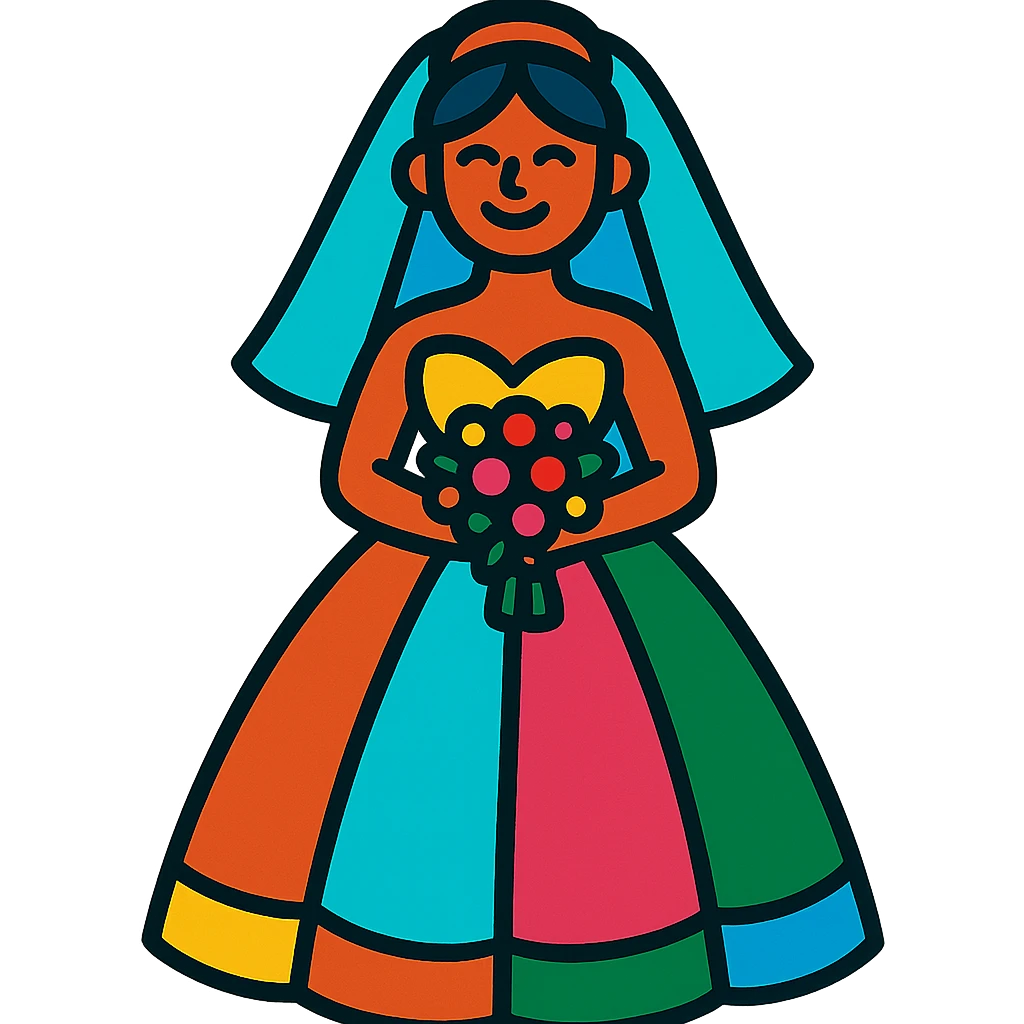 wedding dress with bold colors emoji