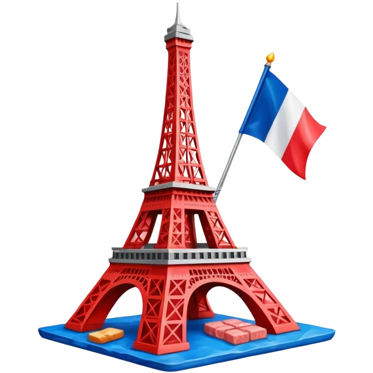 Spam meat Eiffel tower and French flag painting  emoji