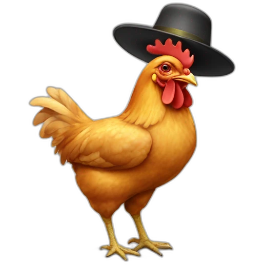chicken wearing hat emoji