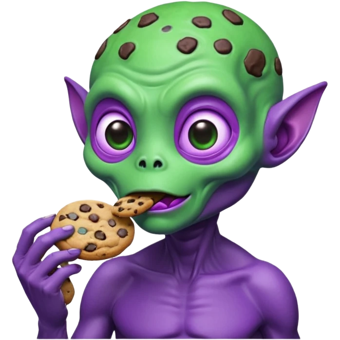 purple alien eating cookie emoji