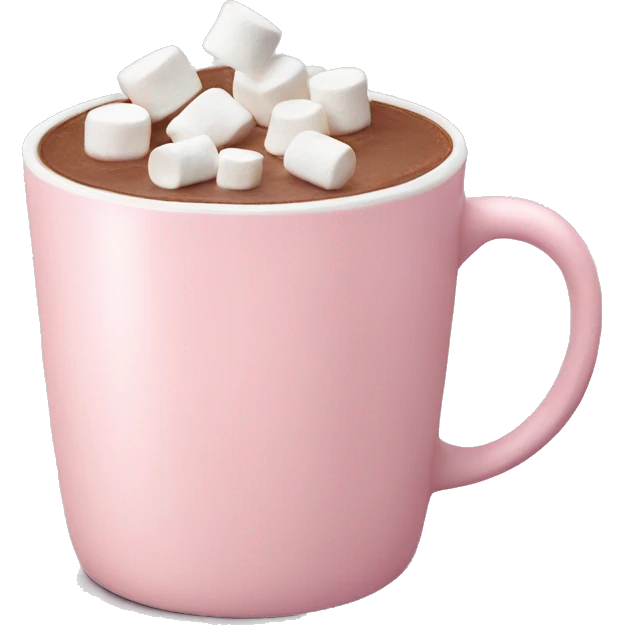 Light Pink mug of hot chocolate with marshmallows  emoji