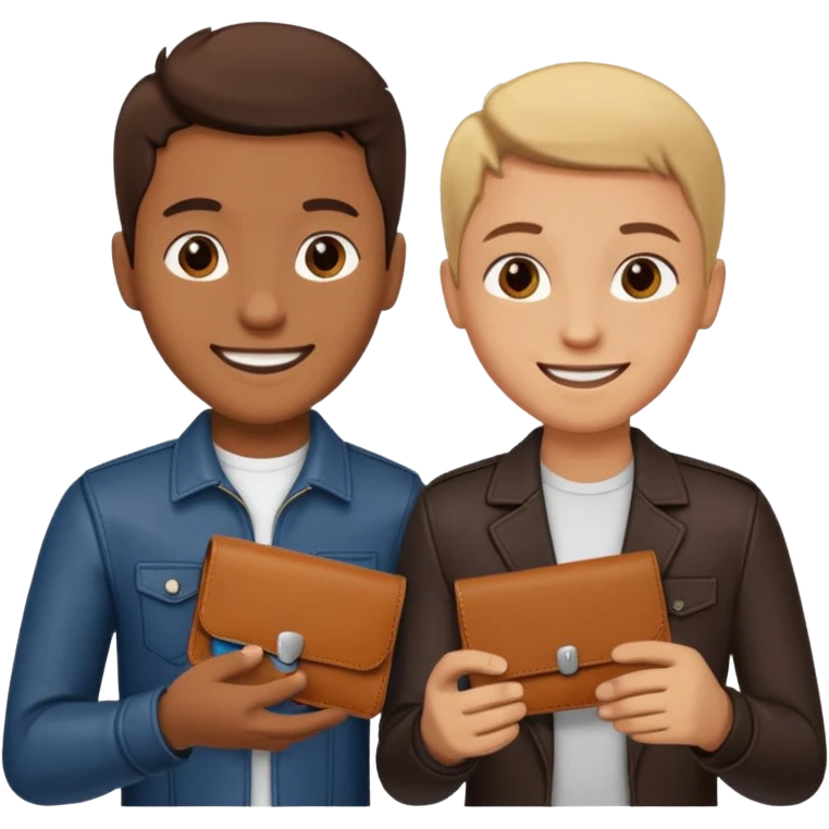 persona devolviendo billetera a otra persona una persona canela y otra persona blana, pero que esten felices emoji