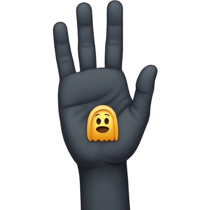 ring finger hidden behind the hand, palm down, thumb behind the hand, only the index finger, middle finger and little finger showing  emoji