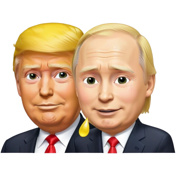 Trump soaked by yellow rain with Putin smiling  emoji