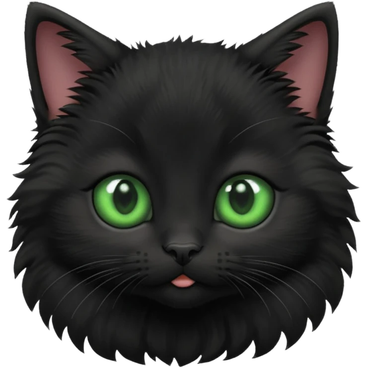 A photo-realistic digital illustration of a black kitten emoji