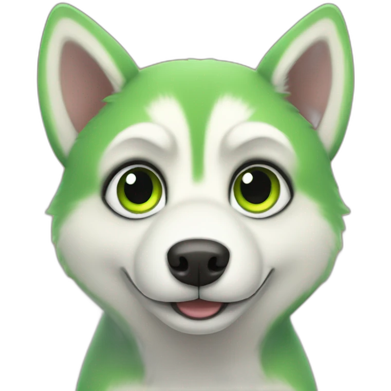 green husky looking like a frog big eyes emoji