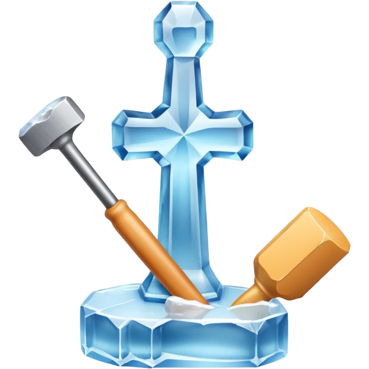 Sculptor chisel & mallet,Ice. emoji