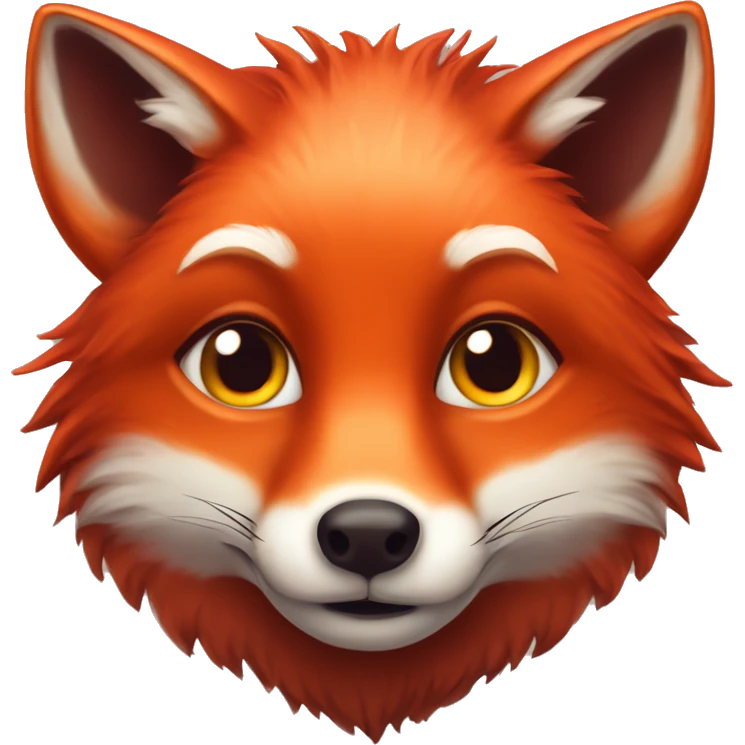 deep lush red fox face with tiny red heart instead of eyes emoji