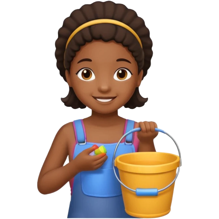 black kid girl with toy sand bucket emoji