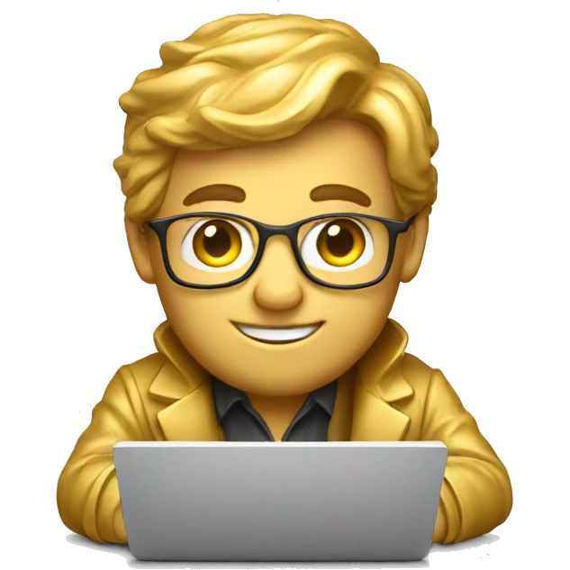golden statue programmer with the laptop emoji