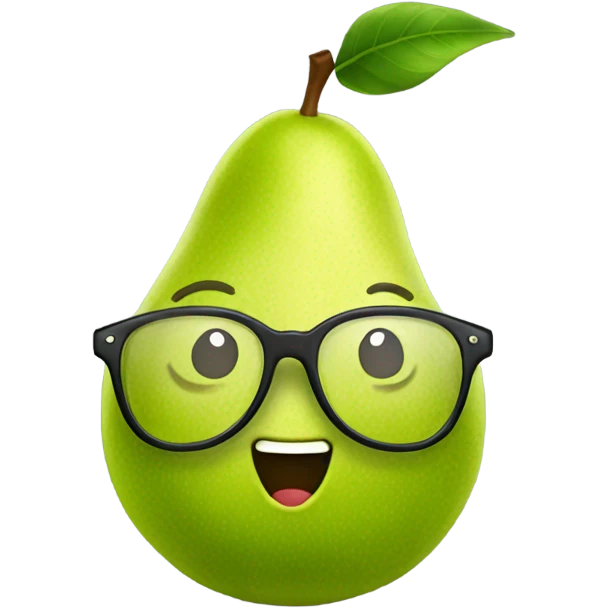 Cute Pear Fruit with glasses emoji