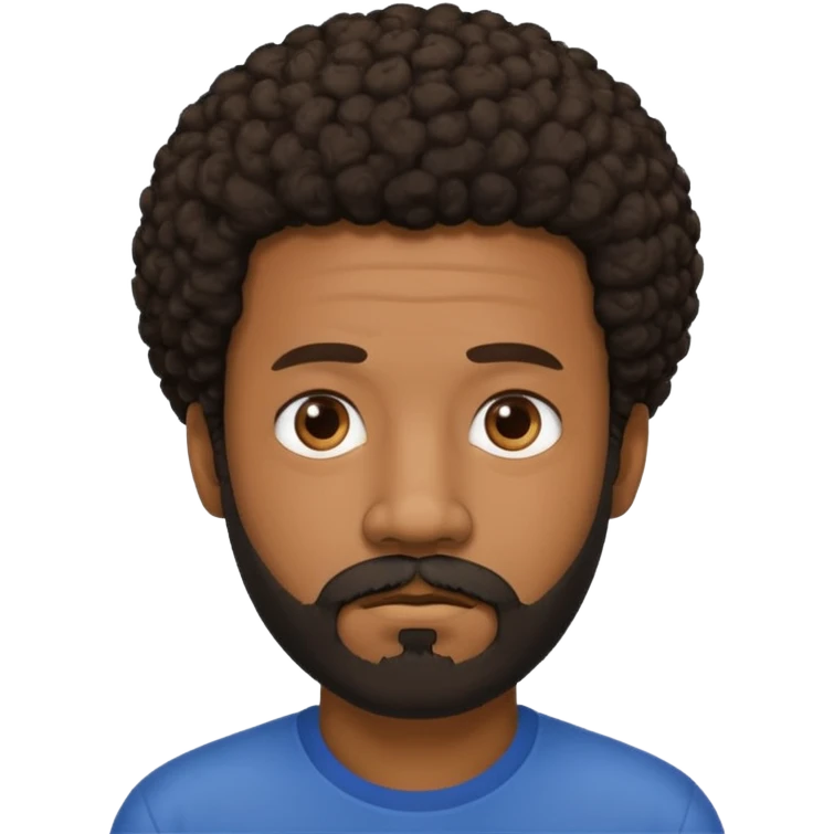 black man with beard, mustache, and short afro sad emoji