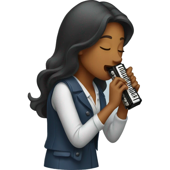 Female playing  harmonica emoji