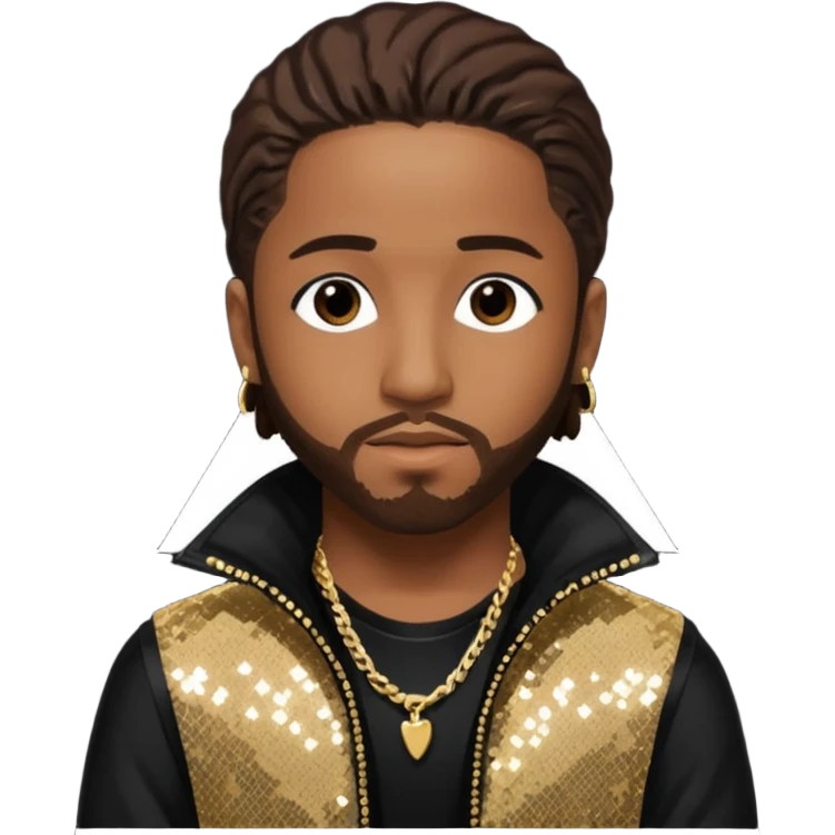 Omarion from B2K with long dark brown hair, black sequin outfit emoji