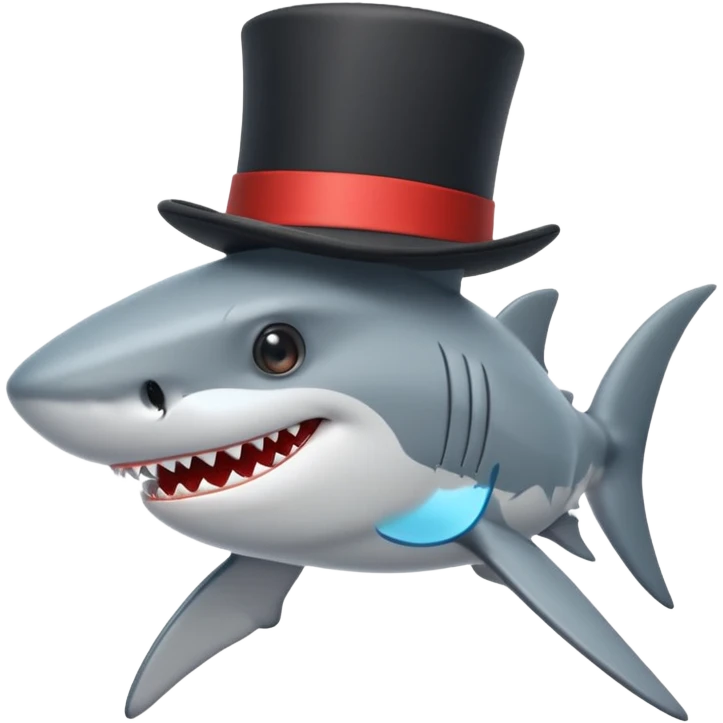 Shark with a top hat emoji