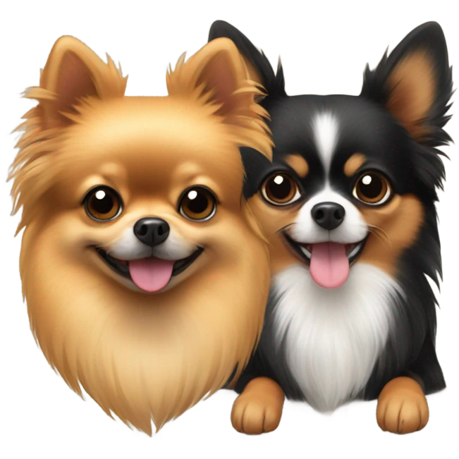 black/tan pomeranian & 2 chihuhuas emoji
