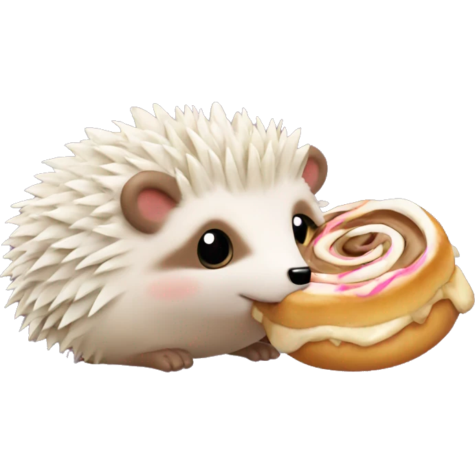 hedgehog eating a cinnamonroll emoji