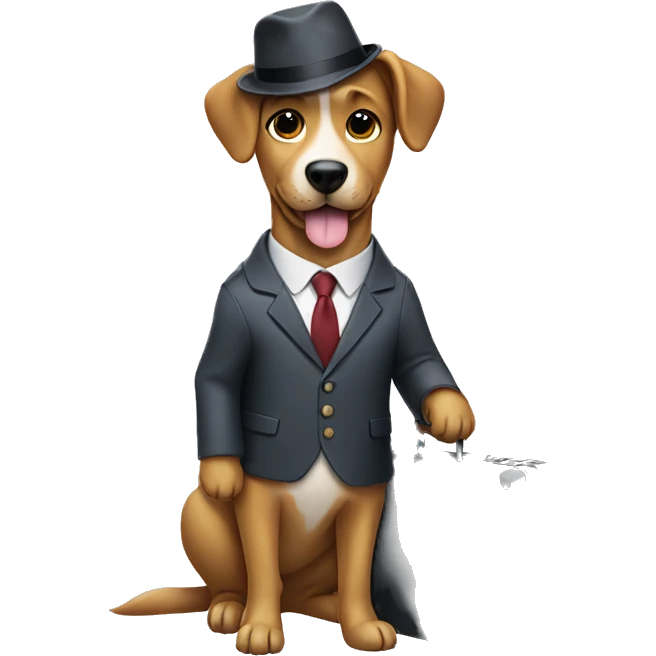 dog wearing suit and holding suitcase  emoji