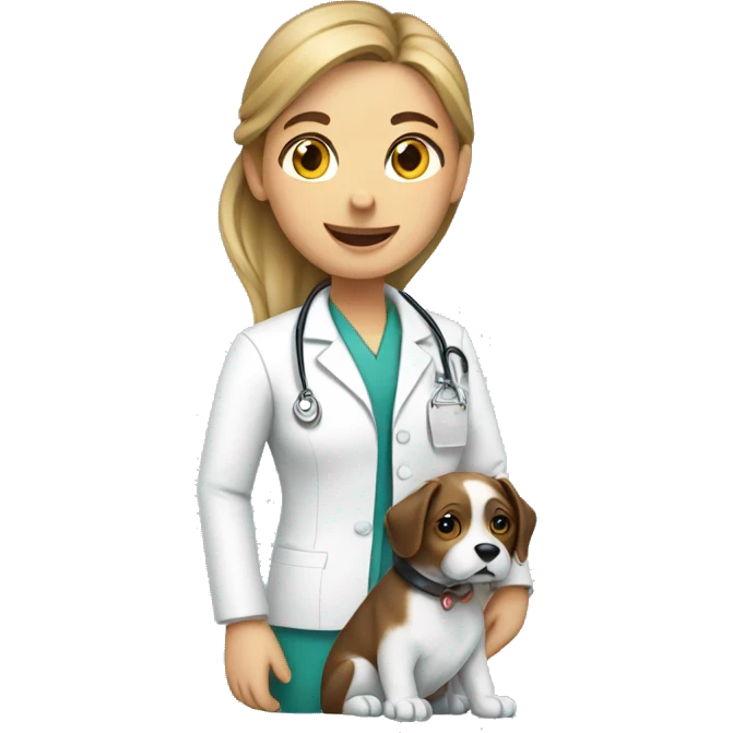 Vet assistant with dog emoji