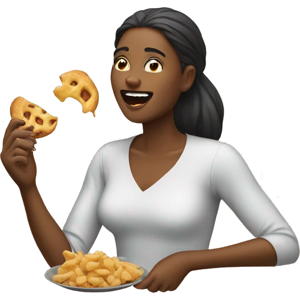 A woman eating a snack emoji