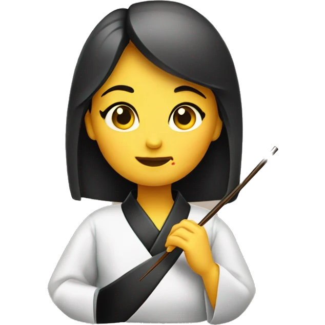 A girl eating sushi with chopsticks emoji
