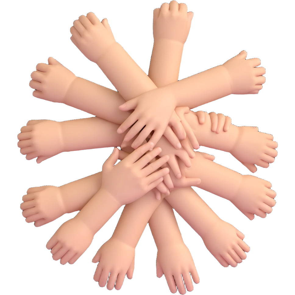 a handpile, several hands stacked together emoji