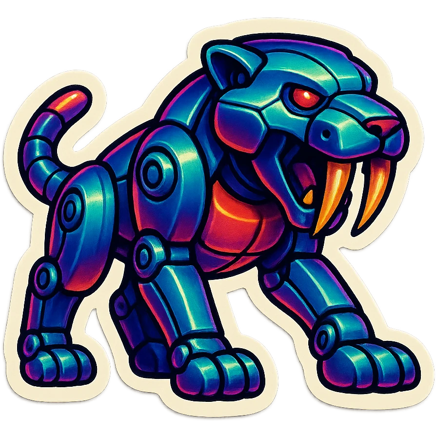 robotic saber tooth cat emoji