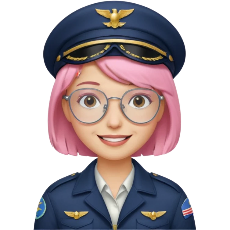 Captain Rosie – pilot with short pastel-pink bob and aviator glasses emoji