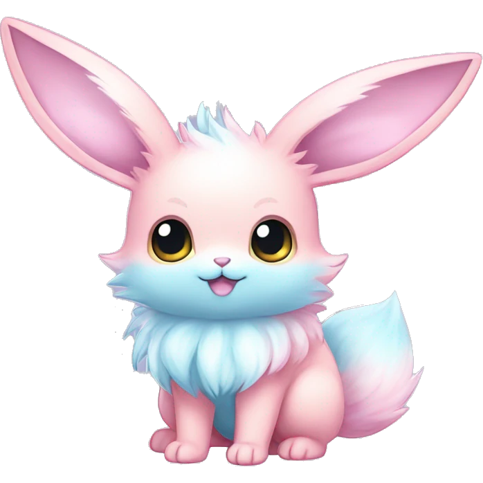 Kawaii Pastel Cotton-Candy-Colored Eeveelution-Cute-Bunny-Pokémon-fusion full body emoji