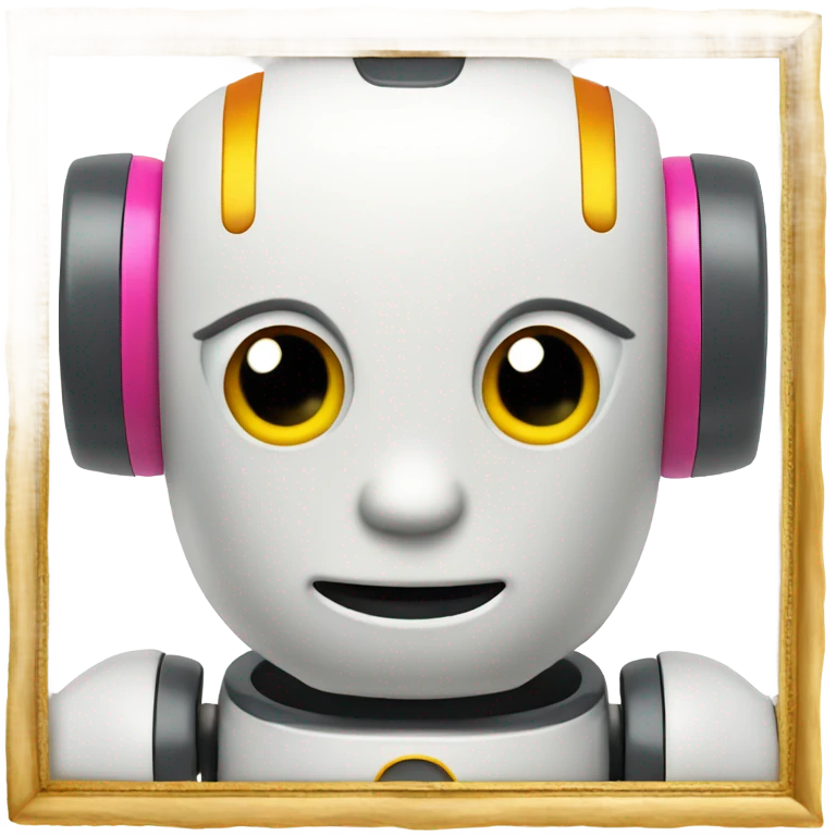 picture of a cute robot in a gold frame emoji
