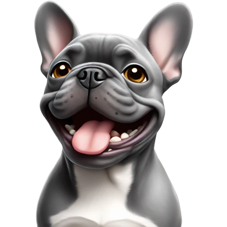 Grey French bulldog smiling emoji