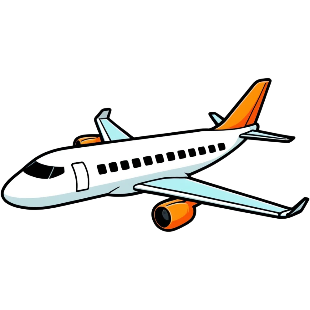 airplane, cartoonish sticker style emoji