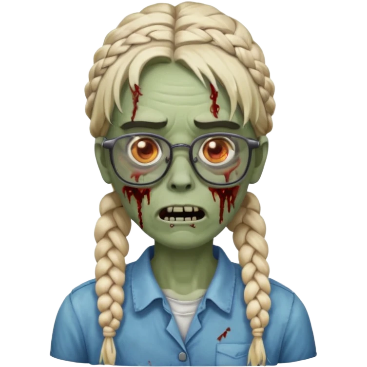 zombie with braided hair and glassess emoji