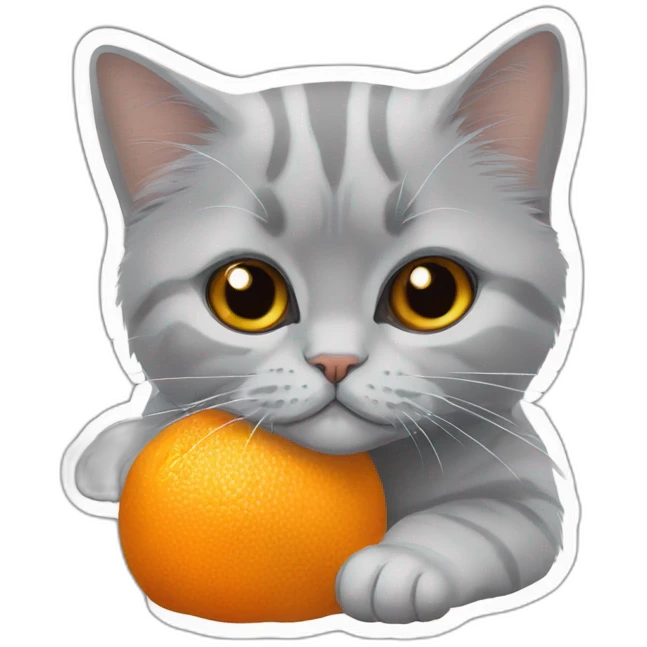 Orange persian young cat hugs the grey british shorthair young cat emoji