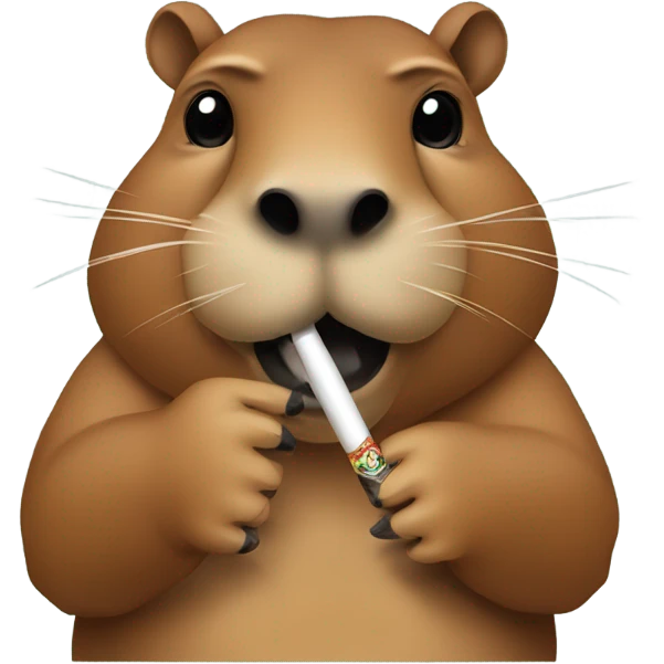 Capybara holding a smoking blunt between two fingers not NSFW emoji