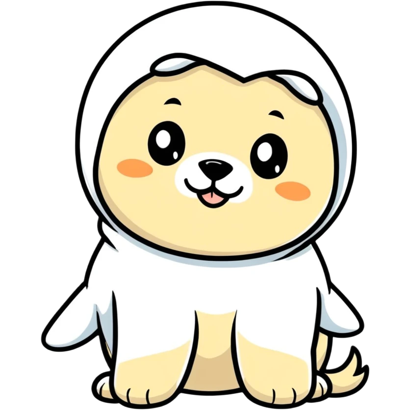 Puppy wearing a baby seal costume emoji