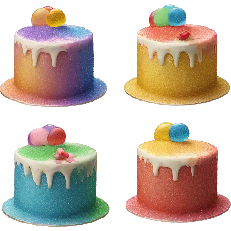 Realistic cake with colorful glitter emoji